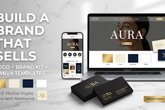 design modern small business branding, logo set, brand kit and canva templates