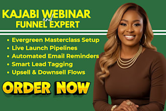 setup kajabi webinar pipelines, sales funnel and automations for course creators