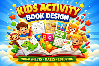 kids activity book children worksheets coloring book workbook illustration mazes