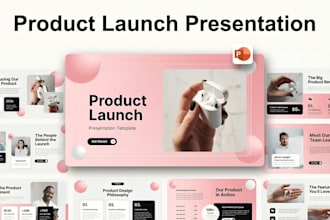 design product launch pitch deck, marketing sales powerpoint presentation