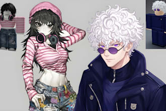 draw your roblox avatar, headless roblox avatar, korblox avatar in anime style