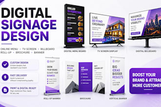 setup digital signage online menu billboard roll up brochure tv screen banner
