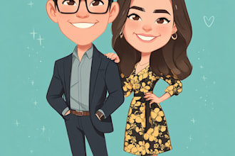 do couple caricature illustration for you