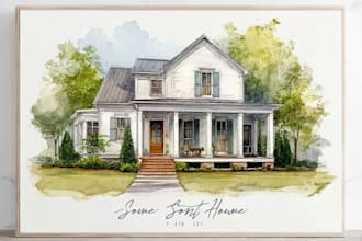 create a watercolor house portrait or buildings