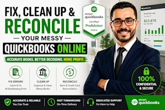 fix, clean up and reconcile messy quickbooks online for small businesses