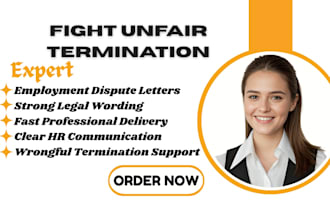 write a strong employment dispute or wrongful termination letter fast in 24 hour