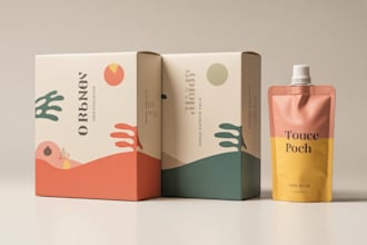 design creative box, pouch and label packaging design