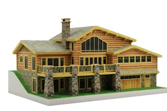 design 3d buffalo cabin terrain,3d luxury build for game,3d castle terrain minis
