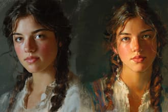 paint custom digital oil painting portrait from photo