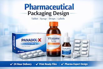 design professional pharmaceutical packaging for tablets, syrup, drops,and label