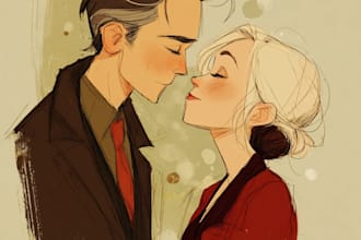 draw couple portrait illustration