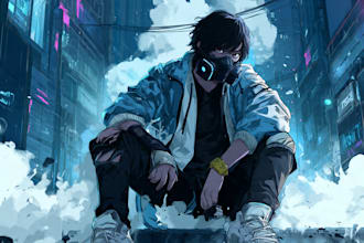 design anime character , cyberpunk character