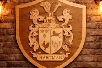 draw stunning coat of arms family crest heraldry logo design for you