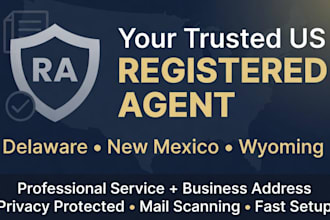 be your delaware, new mexico, wyoming US llc registered agent, business address