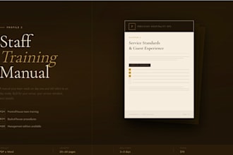 create professional staff training manuals for your restaurant, bar or lounge