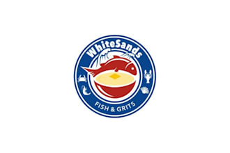 make mouthwatering logo for a southern staple fish and grits