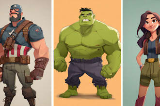 create cartoon avatar and superhero character of yourself