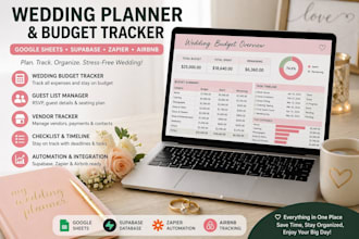 do wedding goggle sheets planner wedding budget tracker, supabase, zapier airbnb