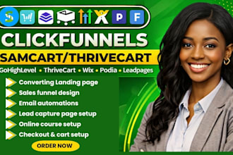 gohighlevel funnel, clickfunnels, thrivecart, samcart, wix, podia, leadpages