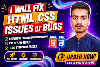 fix any html css bugs or issues