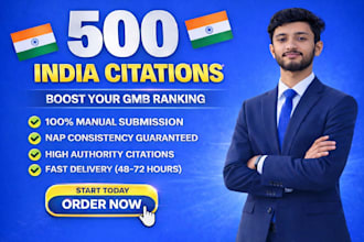 create 500 high quality india local citations for local SEO