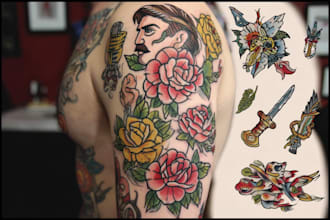 design bold traditional old school tattoo flash