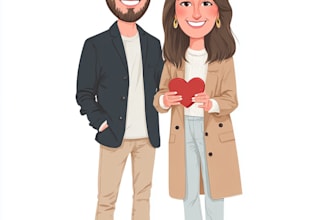 draw a cute cartoon caricature for couples and gifts