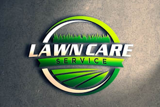 design landscape, lawn care, mowing and irrigation logo
