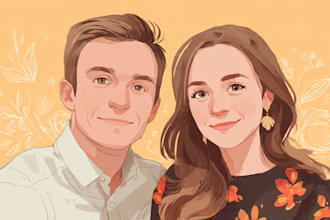 design couple portrait wedding portrait illustration