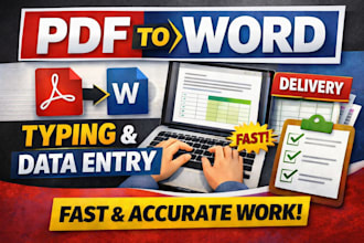 do pdf to word, page typing, translation , data entry, excel