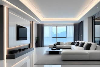 do kitchen, living room interior design, 3d exterior and 3d rendering