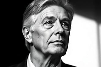 do an outstanding hedcut wsj portrait style from photo art