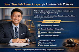 write and review contracts, agreements, terms, lease, policy