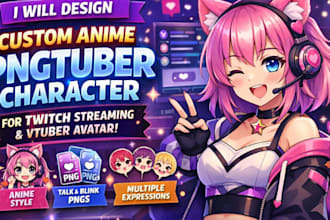 design custom anime pngtuber character for twitch streaming vtuber avatar