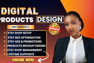 design etsy digital product, etsy shop setup, etsy print on demand seo gumroad