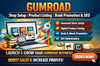 gumroad shop setup digital product listing gumroad book promotion gumroad seo