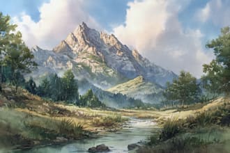 do creative watercolor landscape art