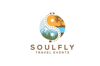 make road trip style travel logo for growth and healing