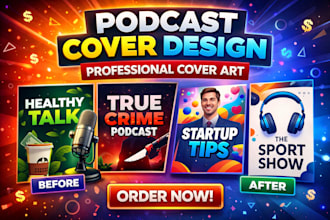 design eye catching podcast cover art and youtube cover design