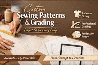 create custom garment digital sewing pattern design in printable PDF