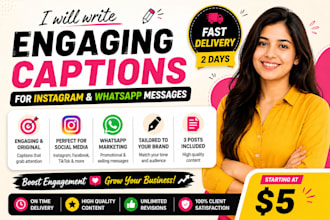 write engaging instagram captions and whatsapp messages