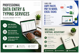 do accurate data entry, copy typing, excel and web research