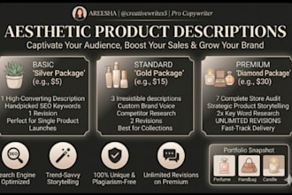 write aesthetic product descriptions for your brand