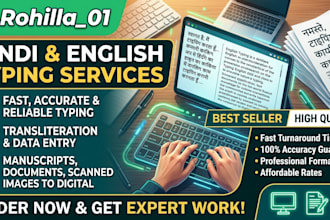 fast hindi and english typing work