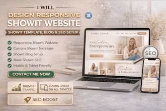 design responsive showit website, showit template, blog and SEO setup