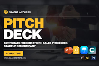 design corporate powerpoint presentation, sales pitch deck, startup b2b company