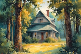 watercolor a house portrait