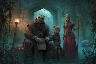 create a beautiful horror art, fantasy horror character