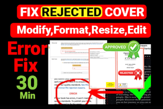 fix rejected book cover, design and redesign kdp book cover canva book