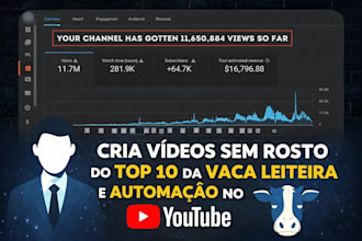 cria videos sem rosto do top 10 da vaca leiteira e automacao no youtube